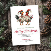 Minimalist funny chickens Christmas greeting card シーズンカード
