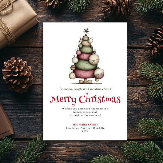 Minimalist funny Christmas tree greeting card シーズンカード