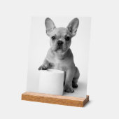 Minimalist Funny French Bulldog Guards ToiletPaper アクリルサイン (傾斜)