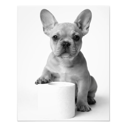 Minimalist Funny French Bulldog Guards ToiletPaper フォトプリント (正面)