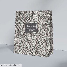 Minimalist funny gift for money lovers custom name ミディアムペーパーバッグ