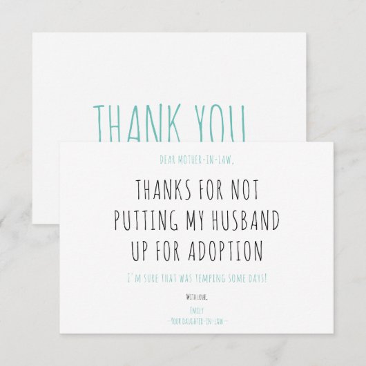 Minimalist Funny Handwriting Mother-in-law Quote (正面/裏面)