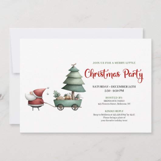 Minimalist Funny Santa Claus Festive Party Invite 招待状 (正面)