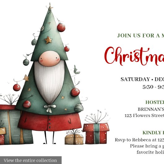 Minimalist Funny Santa Claus Festive Party Invite 招待状