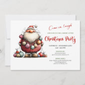 Minimalist Funny Santa Hand Drawn Festive Invites 招待状 (正面)