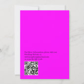Minimalist Fuschia Magenta QR Code on Back Wedding 招待状 (裏面)