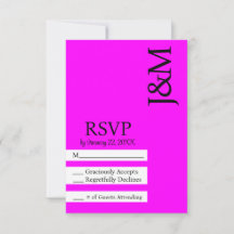 Minimalist Fuschia Magenta RSVP card
