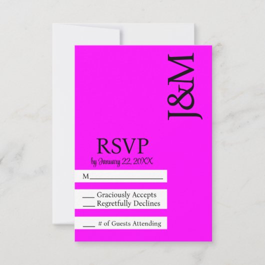 Minimalist Fuschia Magenta RSVP card (正面)