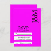 Minimalist Fuschia Magenta RSVP card (正面/裏面)