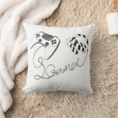 Minimalist Gamer Cat Line Art - Controller Cable  クッション (ブランケット)