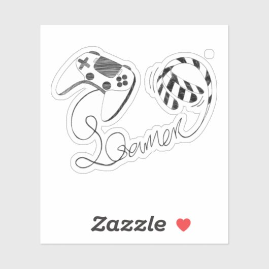 Minimalist Gamer Cat Line Art - Controller Cable  シール (シート)