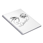 Minimalist Gamer Cat Line Art - Controller Cable ノートブック (右側)