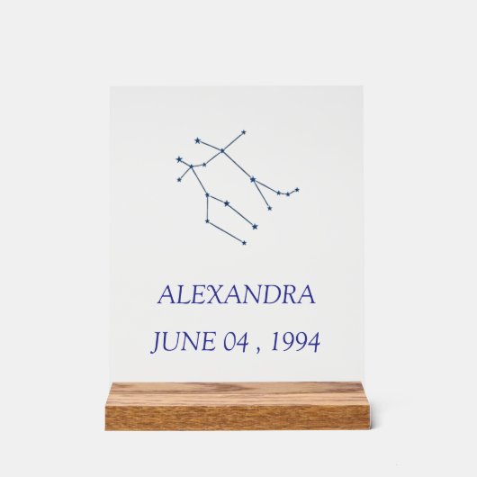 Minimalist Gemini Constellation Acrylic Sign - Per アクリルサイン (正面)