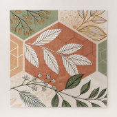 Minimalist Geometric & Botanical Puzzle – Hexagons ジグソーパズル (横)