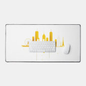 Minimalist Geometric City Skyline Silhouette  デスクマット (キーボード&マウス)