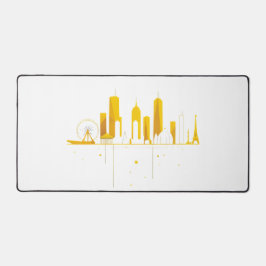 Minimalist Geometric City Skyline Silhouette デスクマット