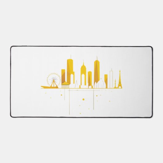 Minimalist Geometric City Skyline Silhouette  デスクマット (正面)