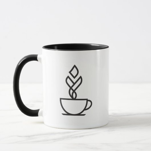 Minimalist Geometric Coffee Mug – Modern Cafe Art マグカップ (左)