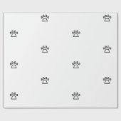 Minimalist Geometric Dog Paw Print Black and White ラッピングペーパー (フラット)