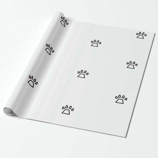 Minimalist Geometric Dog Paw Print Black and White ラッピングペーパー (アンロールド)