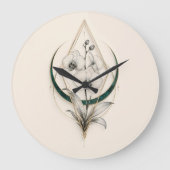 Minimalist Geometric Gold Orchid Luxury Acrylic ラージ壁時計 (正面)