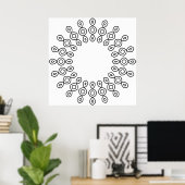 Minimalist Geometric Mandala Coloring Page Art ポスター (ホームオフィス)