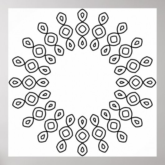 Minimalist Geometric Mandala Coloring Page Art ポスター (正面)