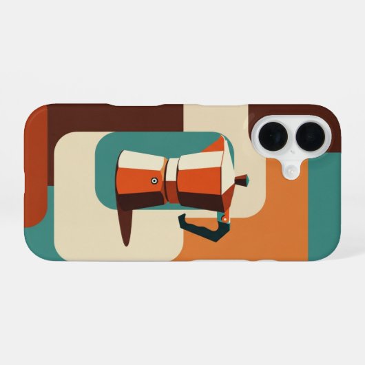 Minimalist Geometric Moka Maker iPhone 16ケース (裏面横)