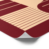 Minimalist Geometric Shapes on Dark Red Background ポスター (角)