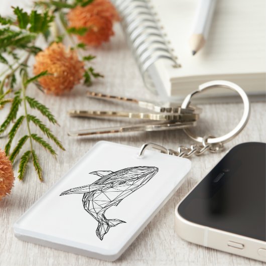 Minimalist Geometric Whale Acrylic Keychain キーホルダー (正面右)
