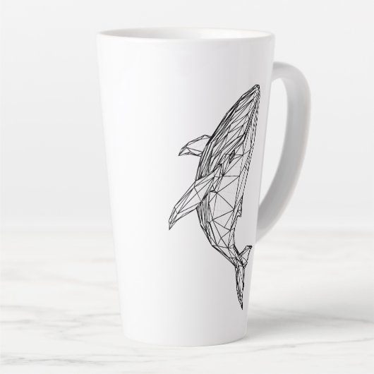 Minimalist Geometric Whale Mug カフェラテマグ (右アングル)