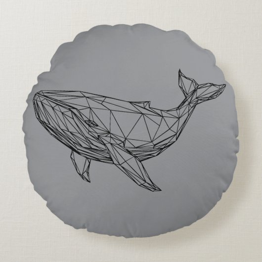 Minimalist Geometric Whale Pillow ラウンドクッション (正面)