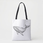 Minimalist Geometric Whale Tote Bag トートバッグ (正面)