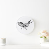 Minimalist Geometric Whale Wall Clock ラウンド壁時計 (ホーム)