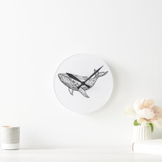 Minimalist Geometric Whale Wall Clock ラウンド壁時計 (ホーム)