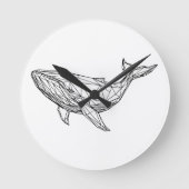 Minimalist Geometric Whale Wall Clock ラウンド壁時計 (正面)