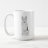 Minimalist German Shepherd Dog Line Art  コーヒーマグカップ (左)
