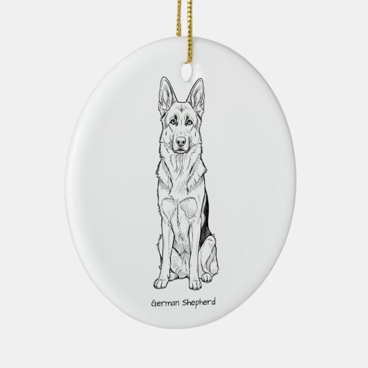 Minimalist German Shepherd Dog Line Art  セラミックオーナメント (右)