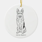 Minimalist German Shepherd Dog Line Art  セラミックオーナメント (正面)
