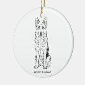 Minimalist German Shepherd Dog Line Art  セラミックオーナメント (左)