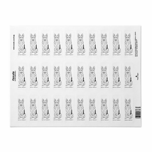 Minimalist German Shepherd Dog Line Art  ラベル (フルシート)