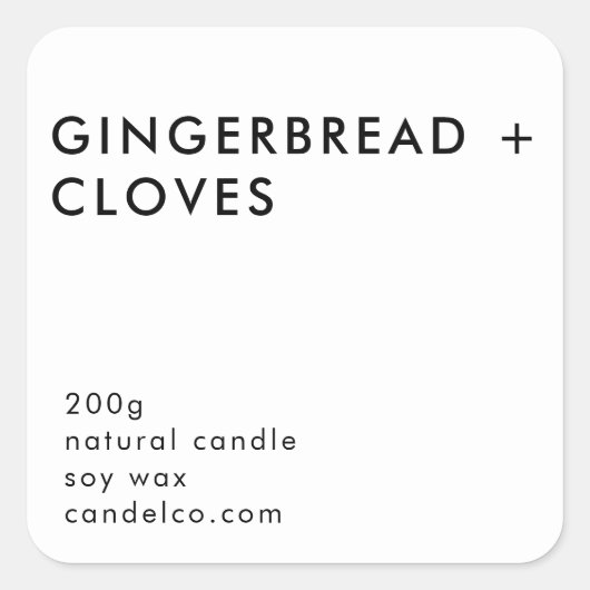 Minimalist Gingerbread + Cloves Candle スクエアシール (正面)