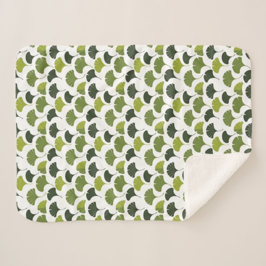 Minimalist Ginkgo Leaf Pattern – Nature-Inspired シェルパブランケット (正面(横))