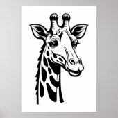 Minimalist Giraffe Black and White  ポスター (正面)