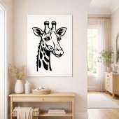 Minimalist Giraffe Black and White  ポスター
