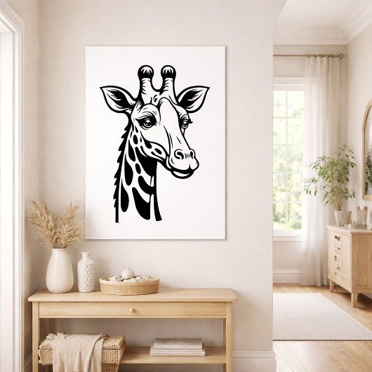 Minimalist Giraffe Black and White  ポスター