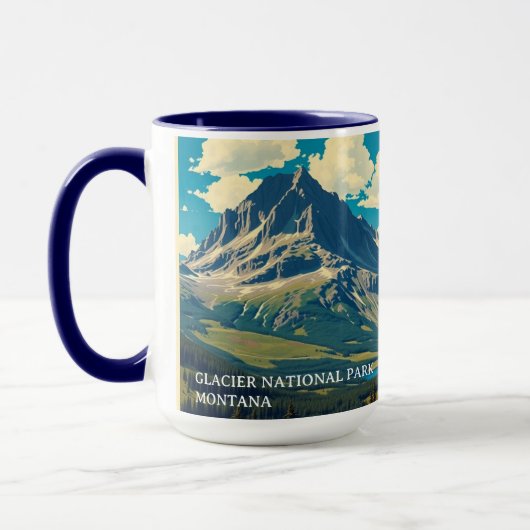 Minimalist Glacier National Park Peak Custom マグカップ (左)