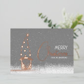 Minimalist Gnome Two Photo Rose Gold Christmas 箔シーズンカード (立ち正面)
