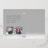 Minimalist Gnome Two Photo Rose Gold Christmas 箔シーズンカード (裏面)
