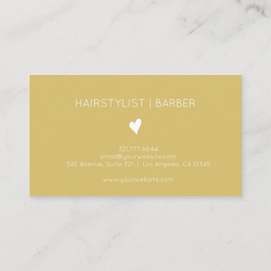 Minimalist Gold and White Heart Barber Name 名刺 (裏面)
